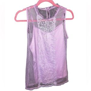 NWT Express Lilac Purple Lace Sleeveless Layered Cami Top